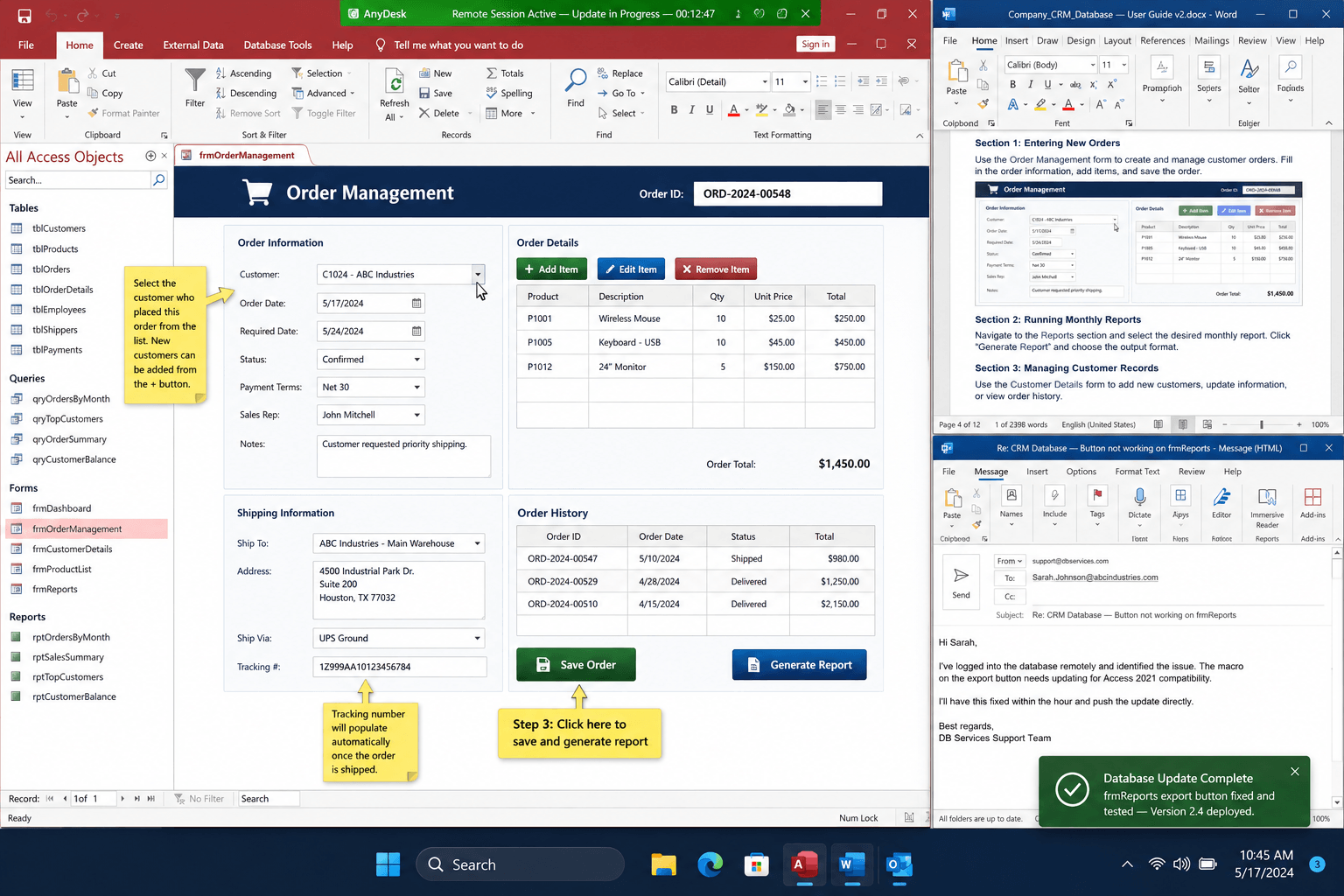 Access training and support workflow overview