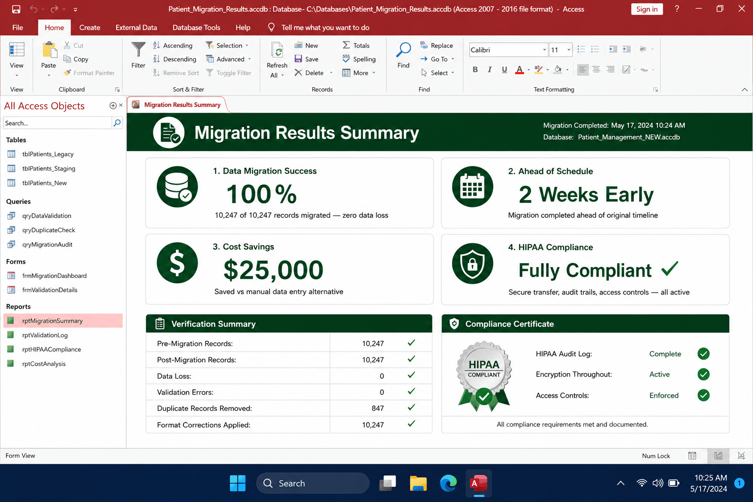 Healthcare Patient Data Migration case study results overview