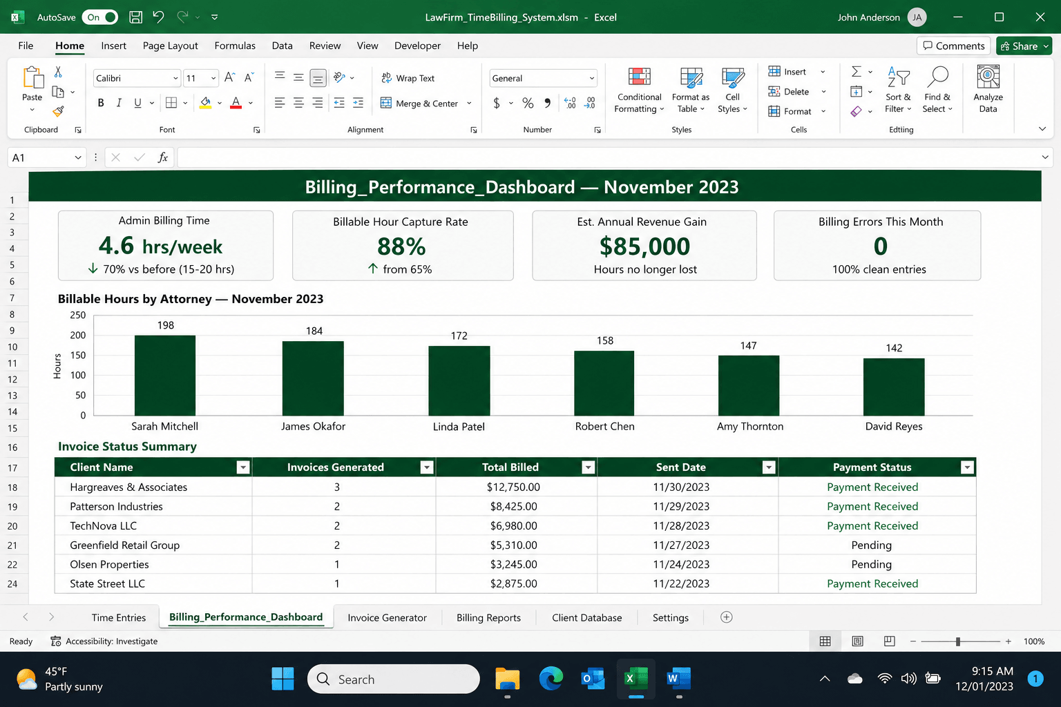 Law Firm Time Tracking & Billing case study results overview