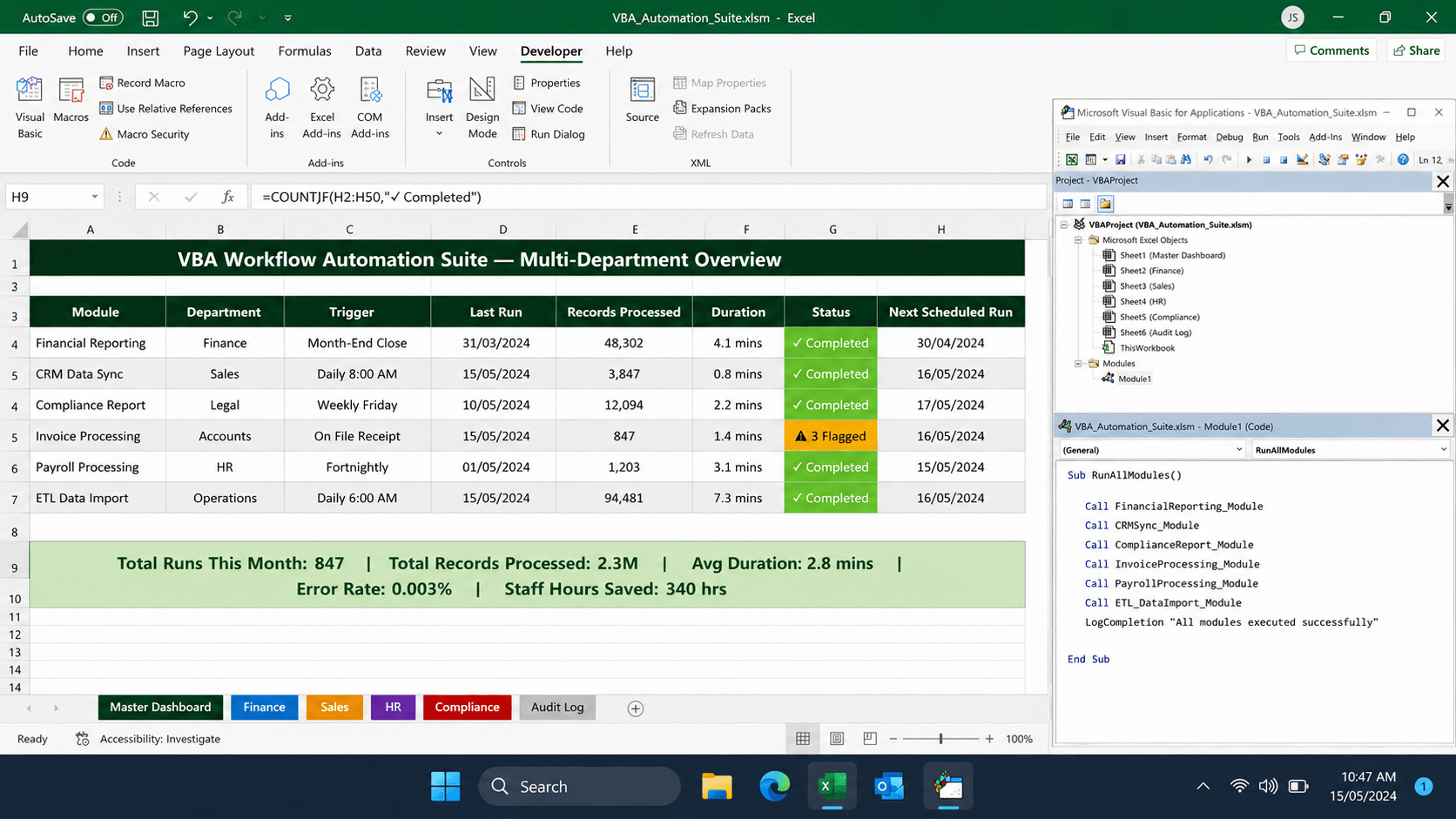 VBA workflow automation use cases by industry in Excel and Access