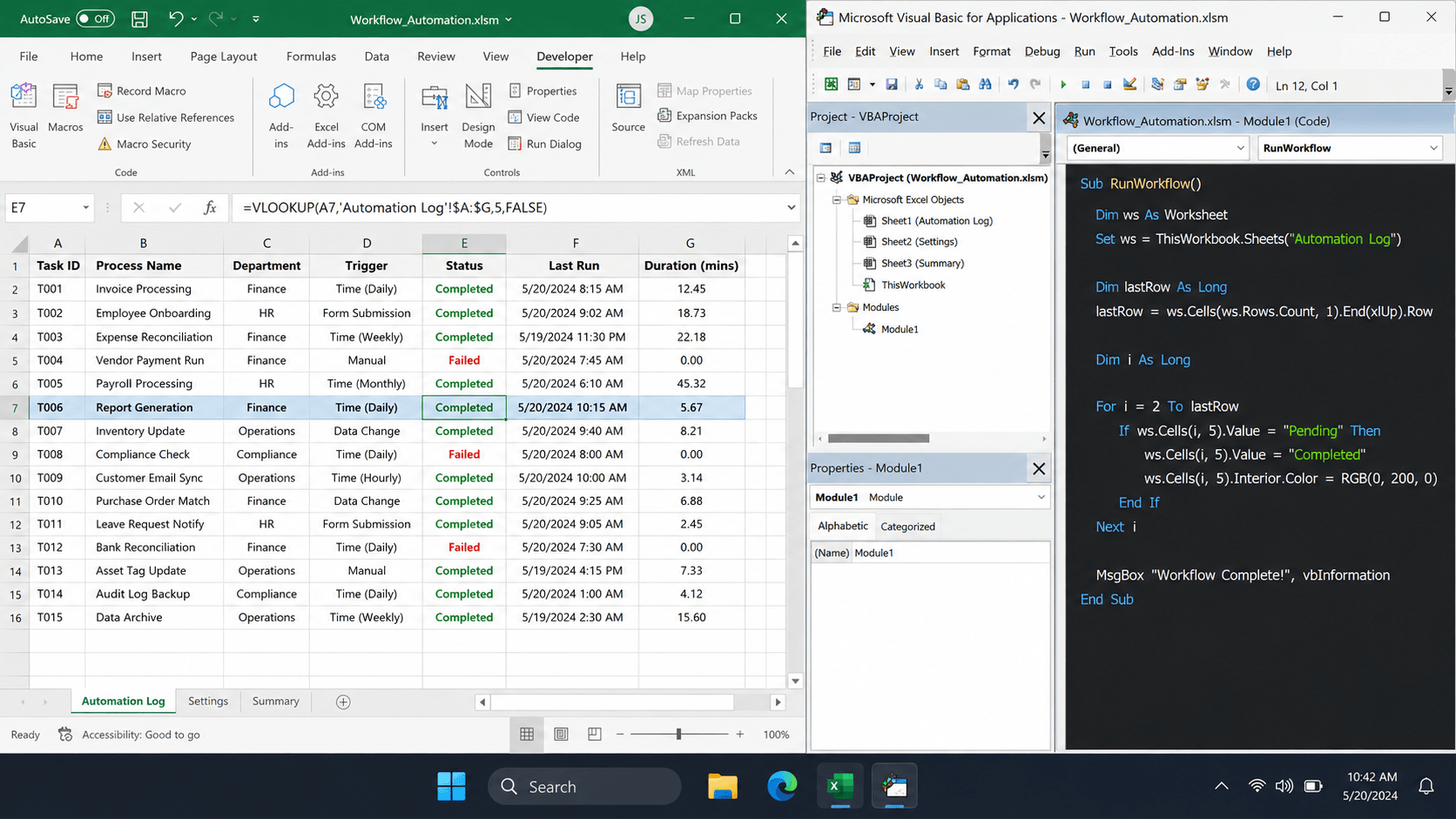 What is VBA workflow automation explained with Excel and Access visuals