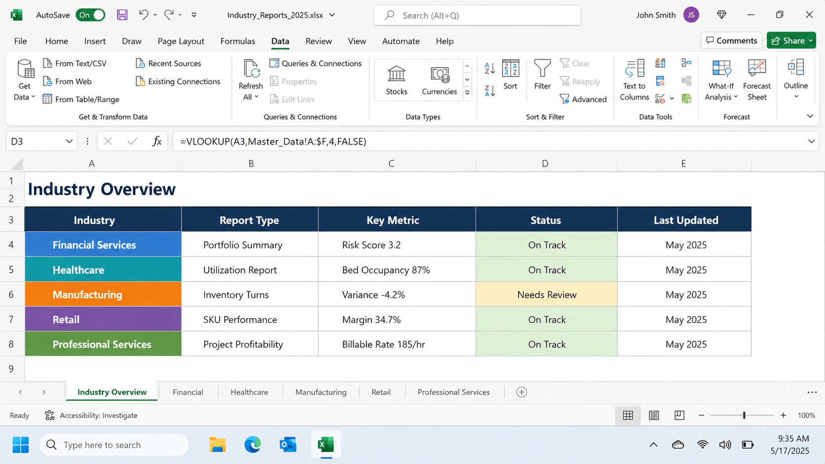 Excel reporting solutions for multiple industries