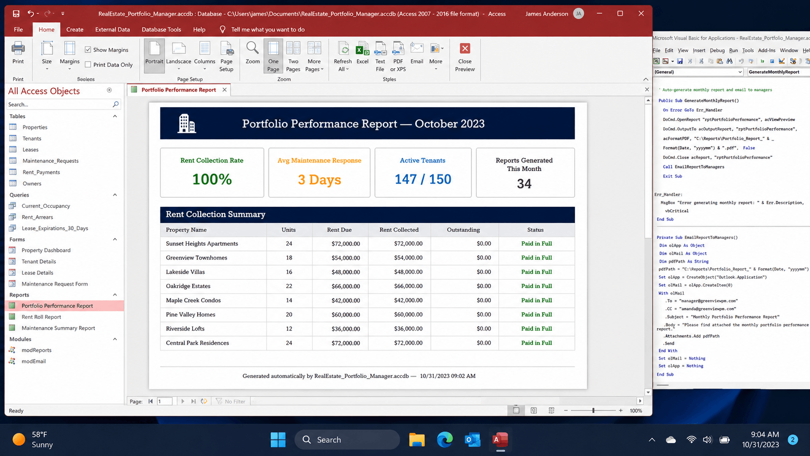 Real Estate Portfolio Manager case study results overview