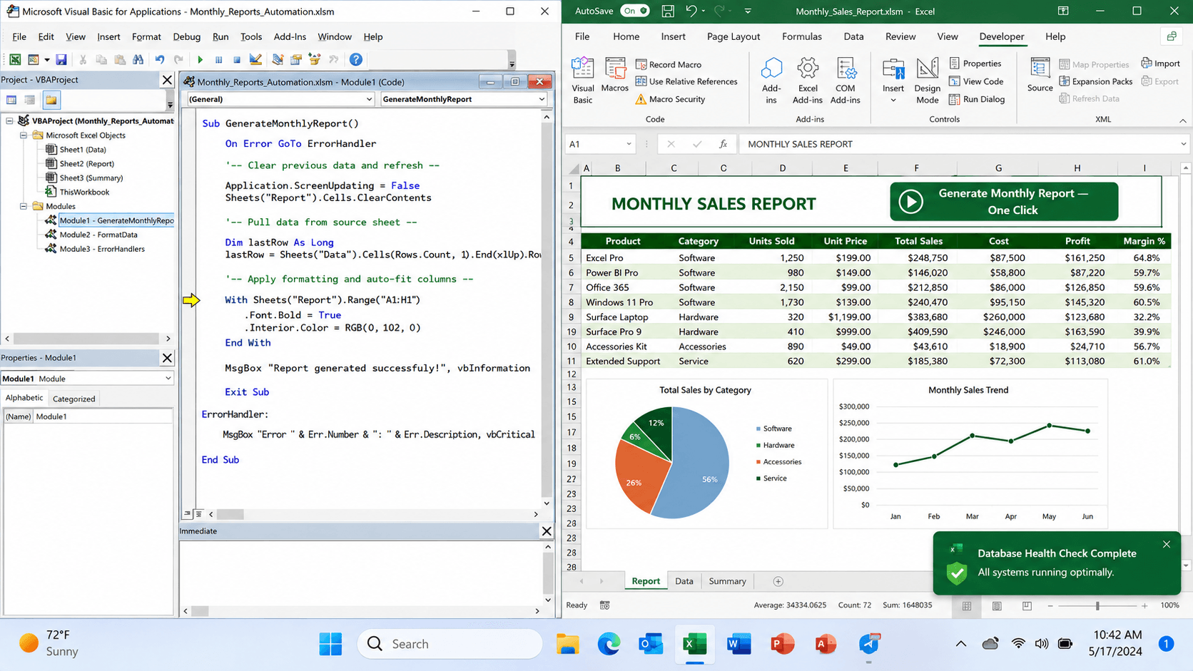 Excel macro development problem overview